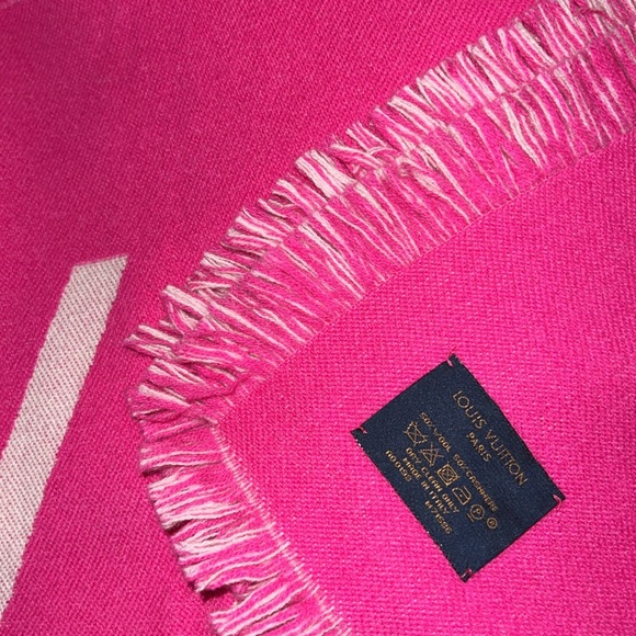 Louis Vuitton Wool Cashmere Echarpes Team Scarf Pink - Picture 13 of 13